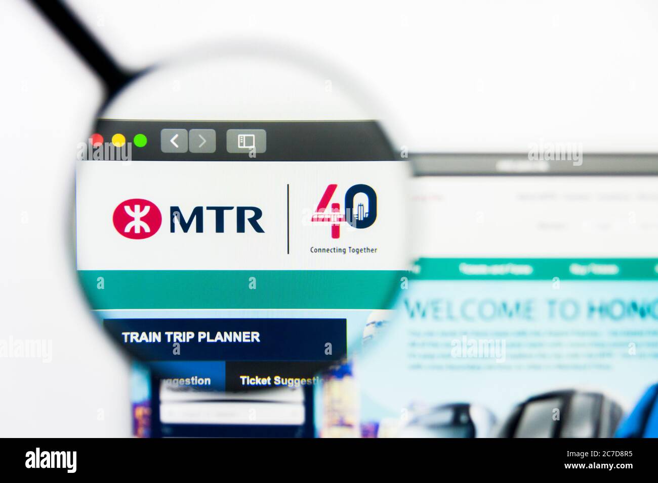 Los Angeles, Kalifornien, USA - 25. März 2019: Illustrative Editorial der MTR Website Homepage. MTR-Logo auf dem Bildschirm sichtbar. Stockfoto