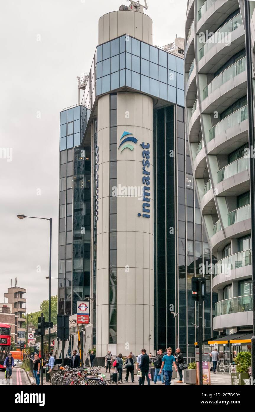 Hauptsitz von Inmarsat in City Road, London. Stockfoto