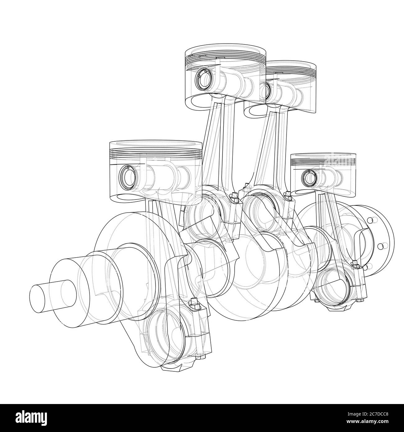 Motorkolben – Übersicht 3d-Illustration Stockfoto