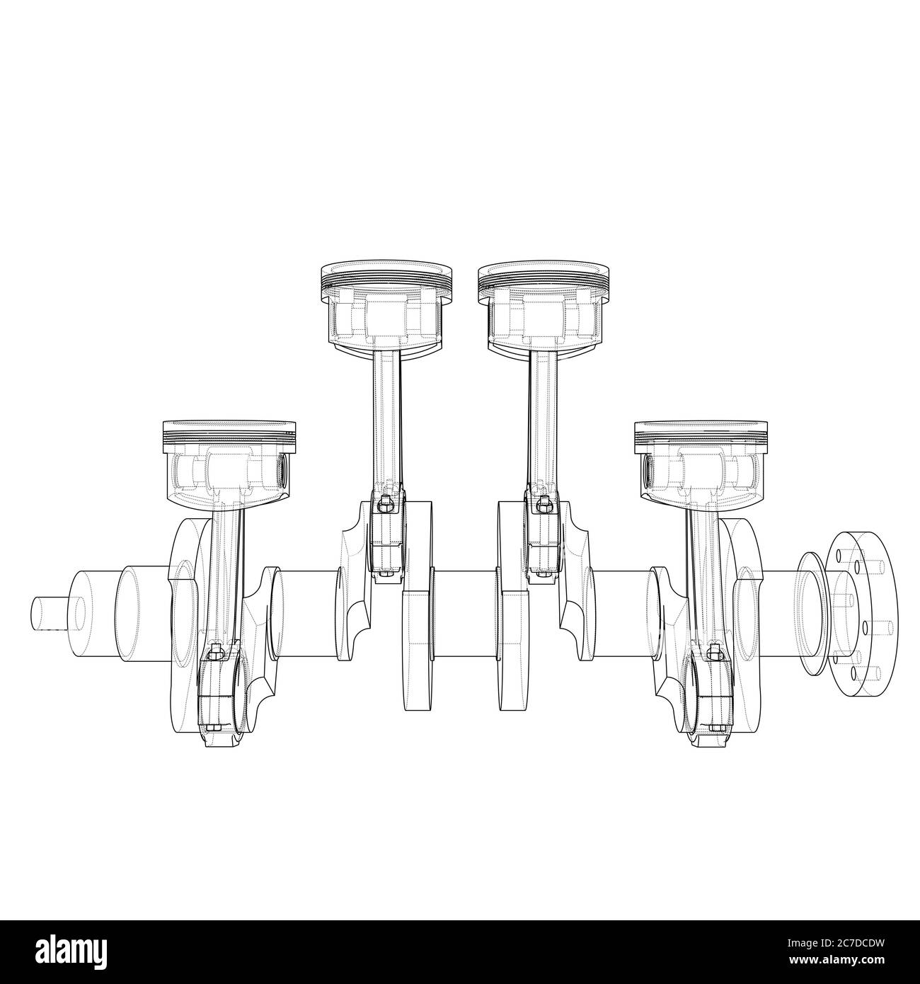 Motorkolben – Übersicht 3d-Illustration Stockfoto