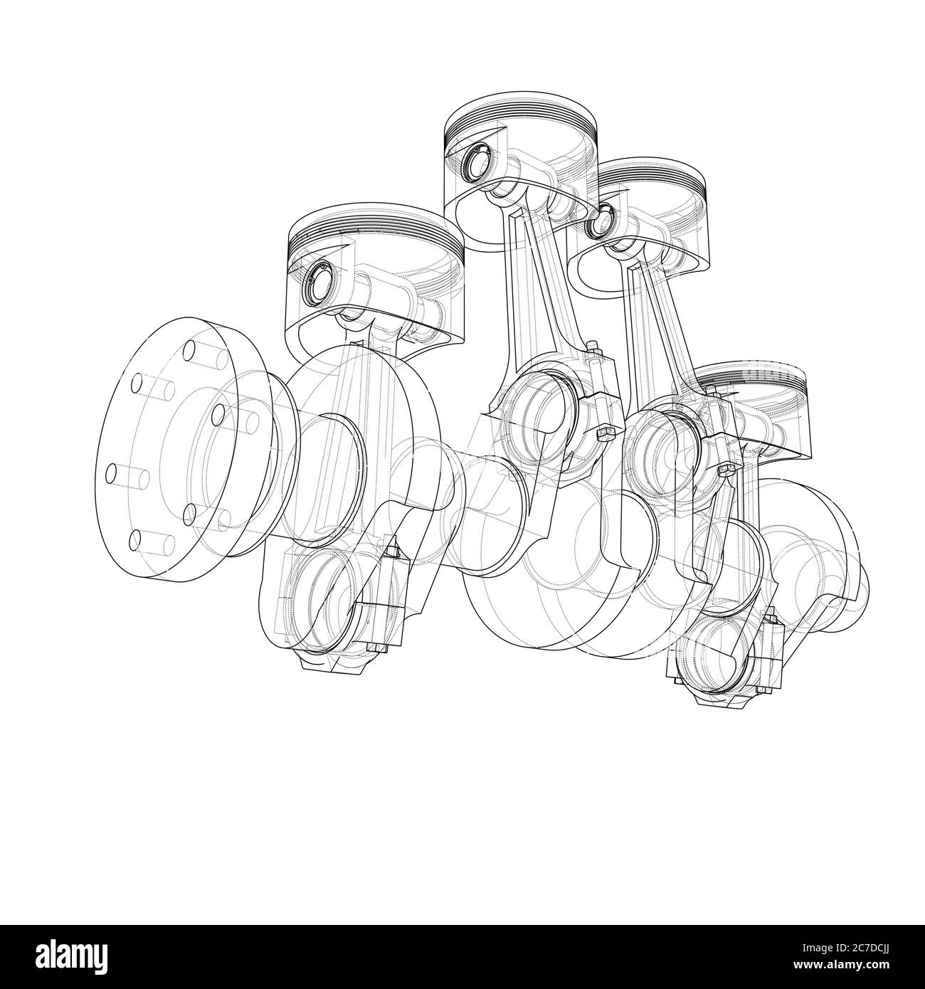 Motorkolben – Übersicht 3d-Illustration Stockfoto