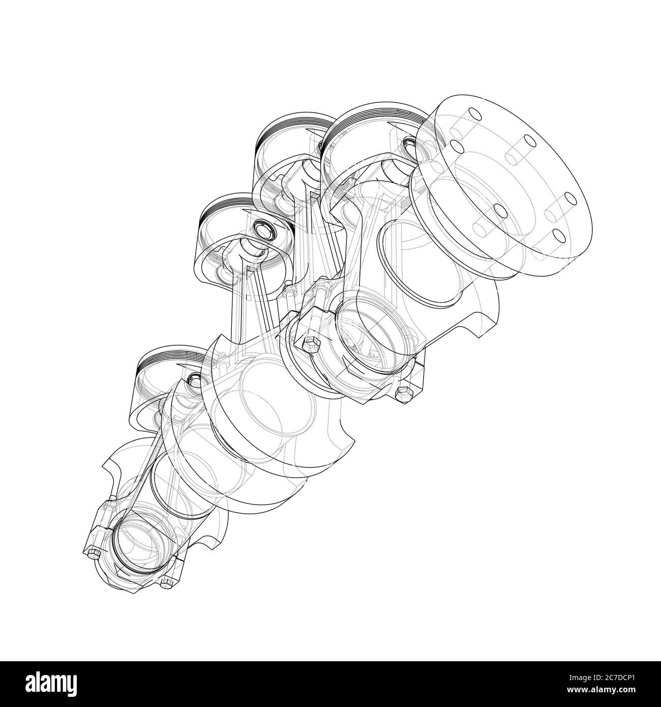Motorkolben – Übersicht 3d-Illustration Stockfoto