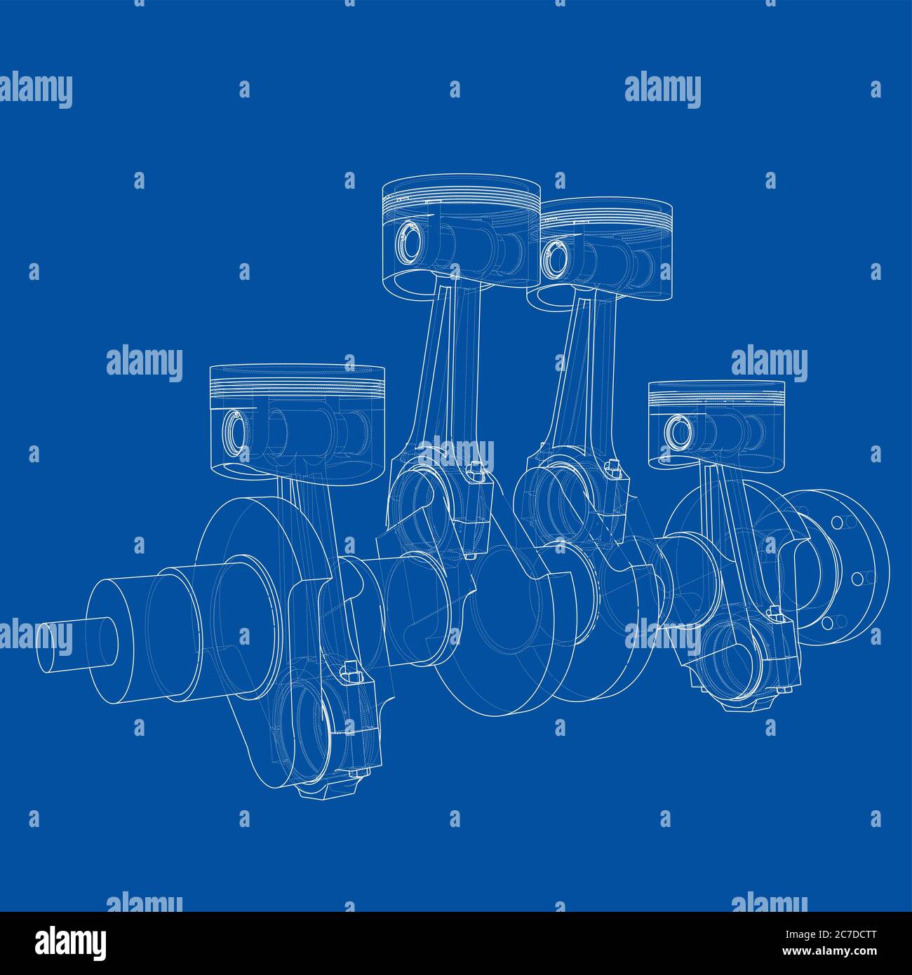 Motorkolben – Übersicht 3d-Illustration Stockfoto