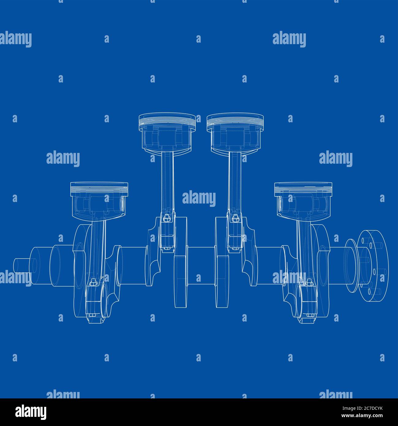Motorkolben – Übersicht 3d-Illustration Stockfoto