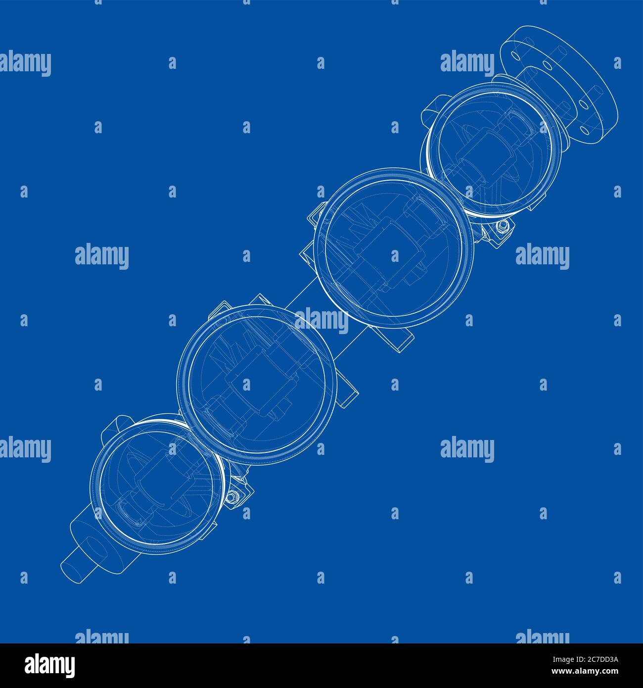 Motorkolben – Übersicht 3d-Illustration Stockfoto