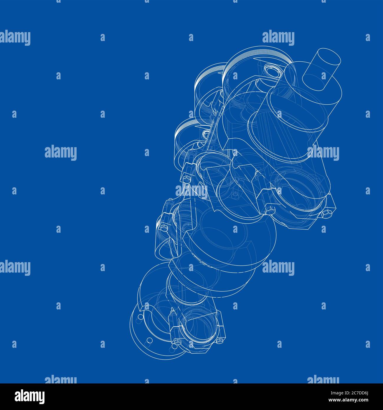 Motorkolben – Übersicht 3d-Illustration Stockfoto