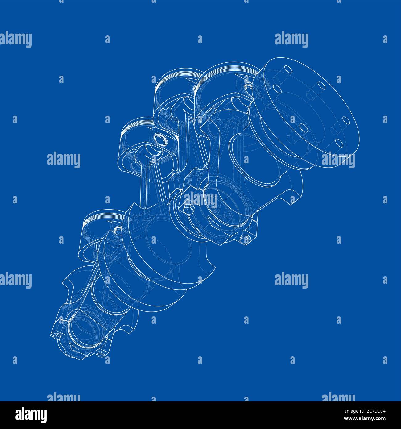 Motorkolben – Übersicht 3d-Illustration Stockfoto