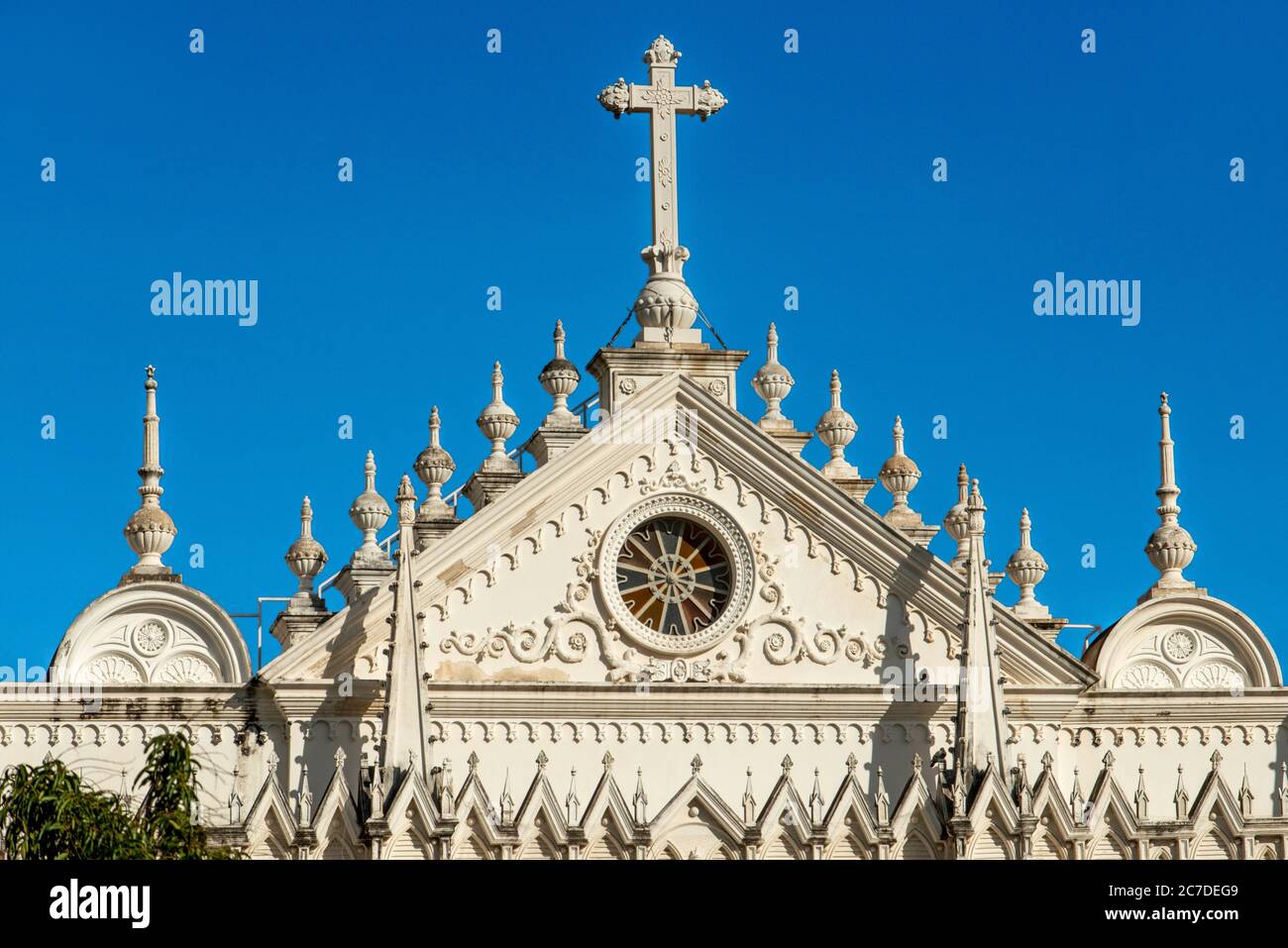 Ein Blick auf die Fassade der Kathedrale von Santa Ana, Santa Ana, El Salvador, Mittelamerika die Kathedrale unserer Lieben Frau Saint Anne in Spanisch Catedral Stockfoto