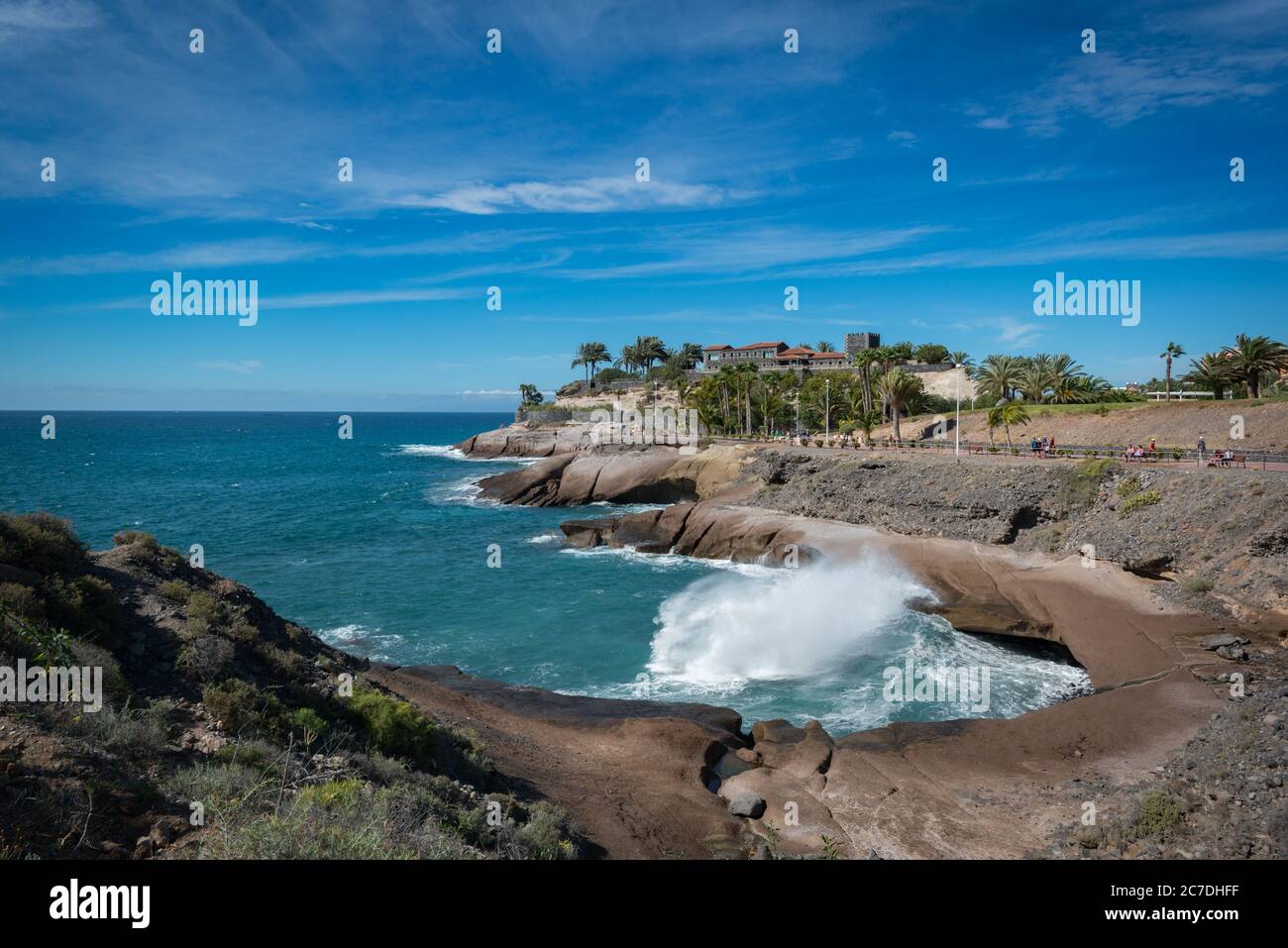 La Caleta an der Costa Adeje auf Teneriffa, Kanarische Inseln, Spanien Stockfoto