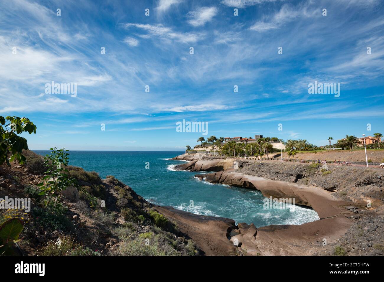 La Caleta an der Costa Adeje auf Teneriffa, Kanarische Inseln, Spanien Stockfoto
