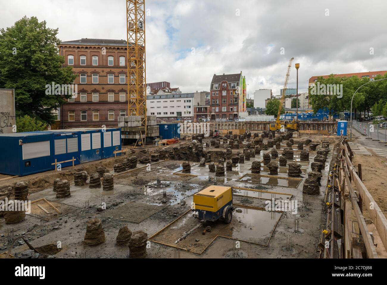 Große Baustelle in der Hamburger Innenstadt Stockfoto