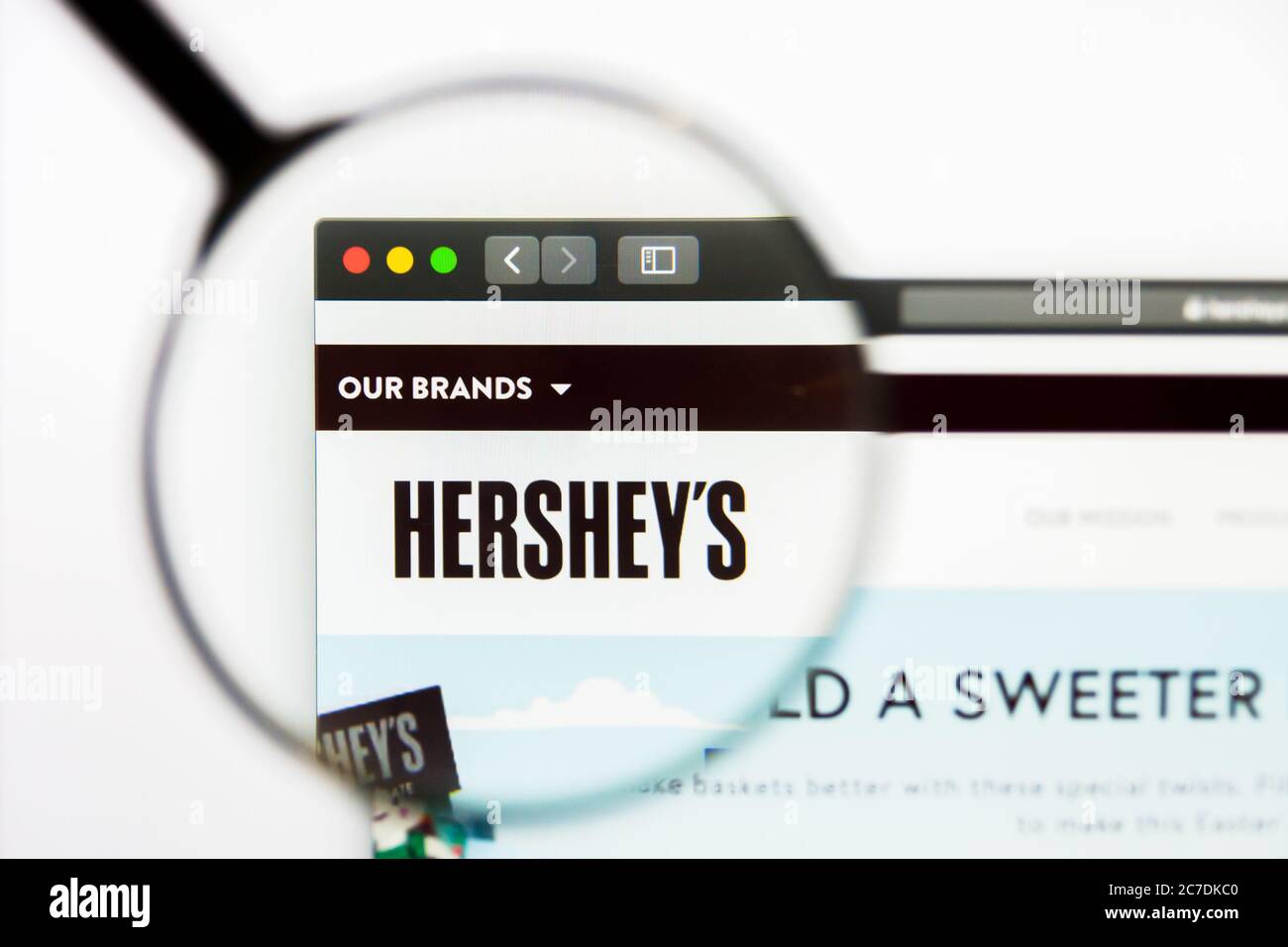 Los Angeles, California, USA - 13. März 2019: Illustrative Editorial, Hershey Website Homepage. Hershey-Logo auf dem Display sichtbar Stockfoto