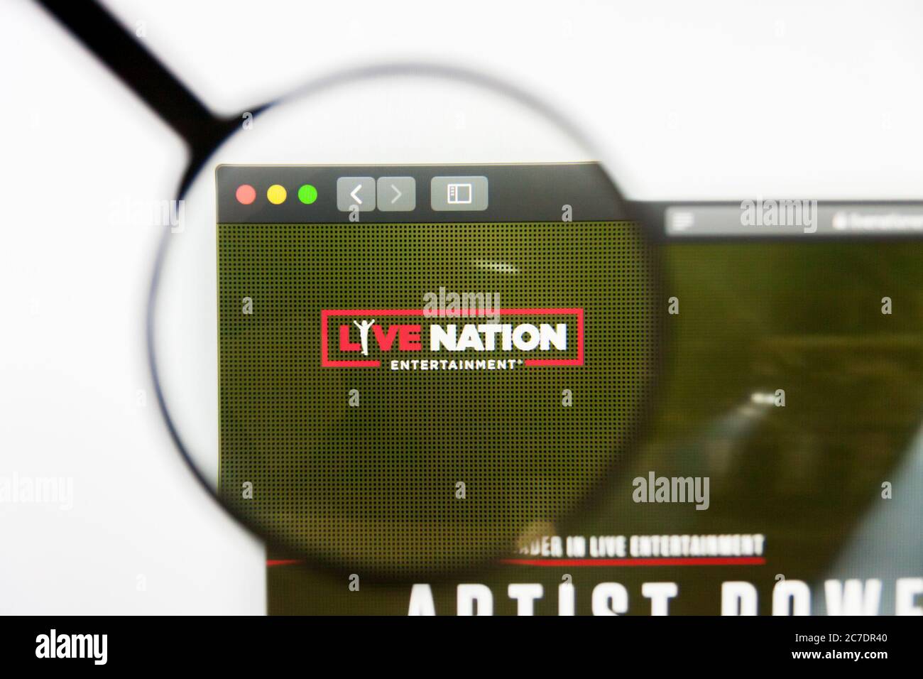 Los Angeles, California, USA - 10. März 2019: Illustrative Editorial, Live Nation Entertainment Homepage. Logo von Live Nation Entertainment Stockfoto