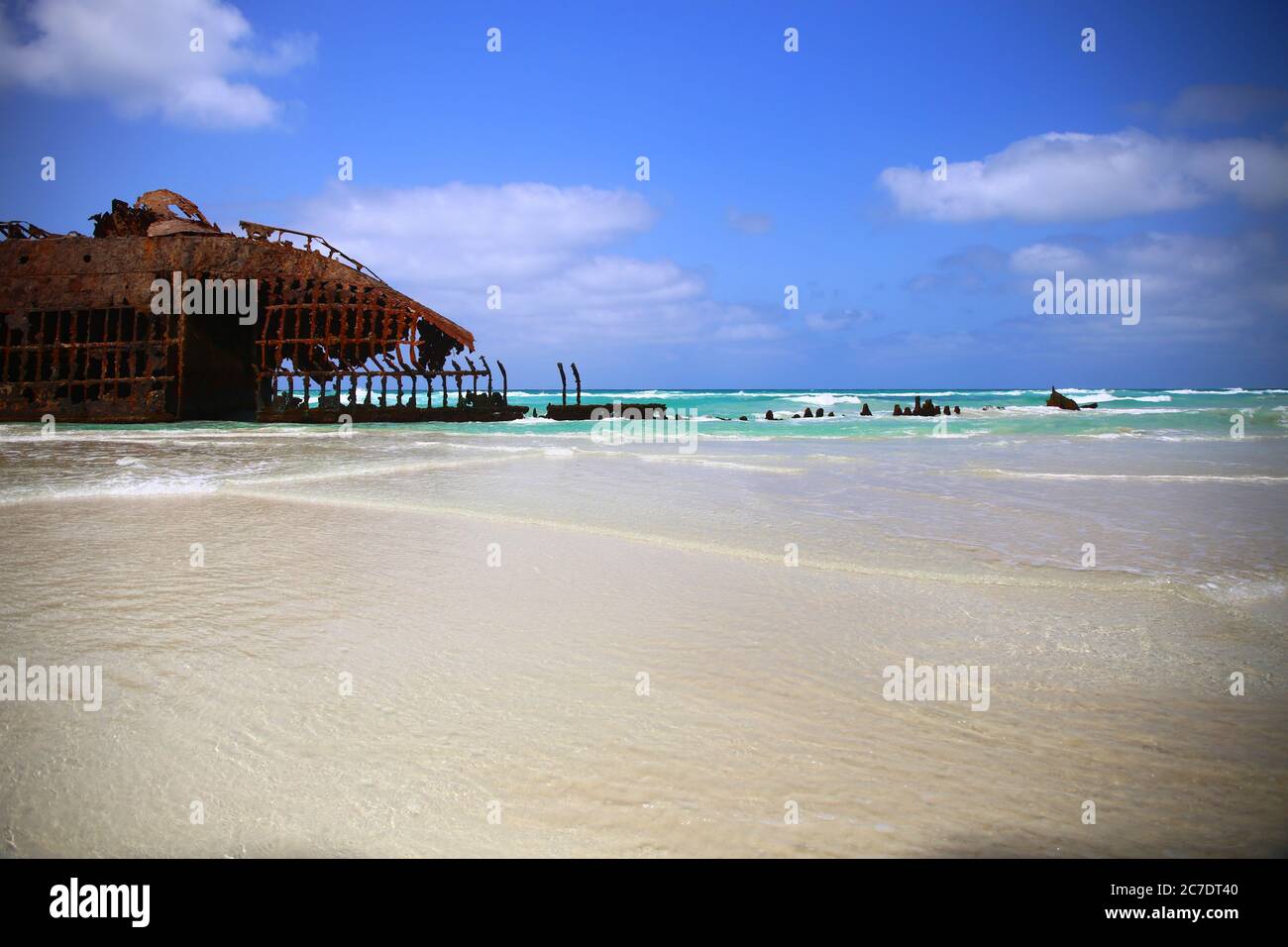 Schiffswrack auf der Insel Boavista, Kap Verde Stockfoto