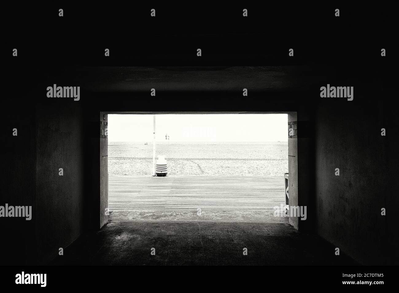 Graustufen-Vertikalaufnahme eines Bogens während des Tages Stockfoto