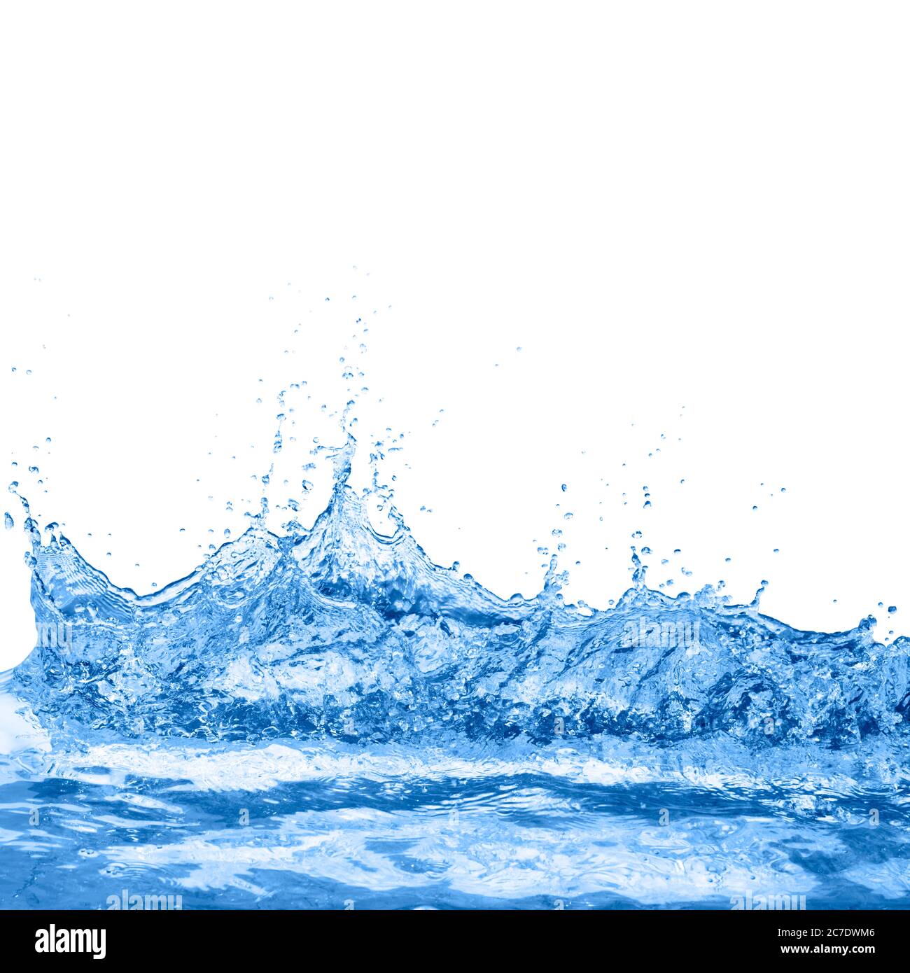 Abstrakte blaue Wasserspritzer isoliert auf weißem, sauberem Hintergrund, Studiofoto Stockfoto Abstrakte blaue Wasserspritzer isoliert auf weißem, sauberem Hintergrund, Studiofoto Stockfoto