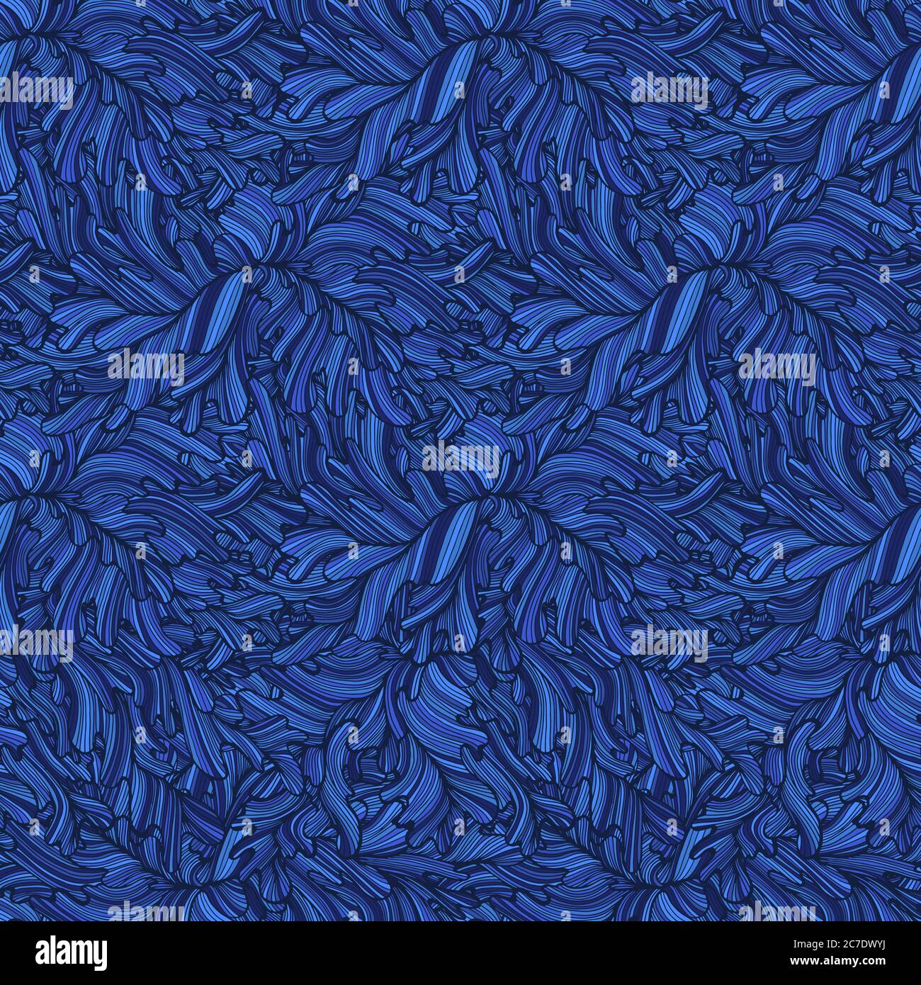 Blau Doodle abstrakte Wellen nahtlose Muster. Stock Vektor