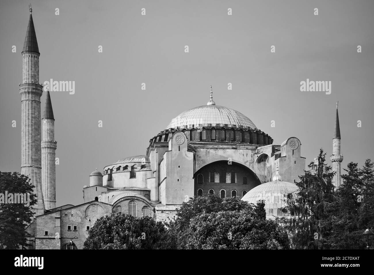 Die Hagia Sophia Moschee in Istanbul, Türkei. Schwarzweiß-Fotografie Stockfoto