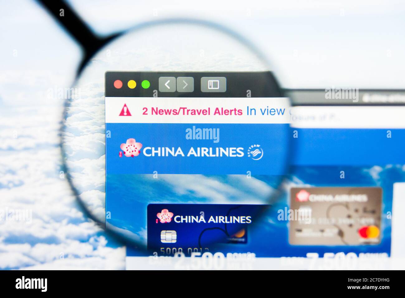 Los Angeles, Kalifornien, USA - 21. März 2019: Illustrative Editorial der Homepage von China Airlines. China Airlines Logo auf dem Display sichtbar Stockfoto