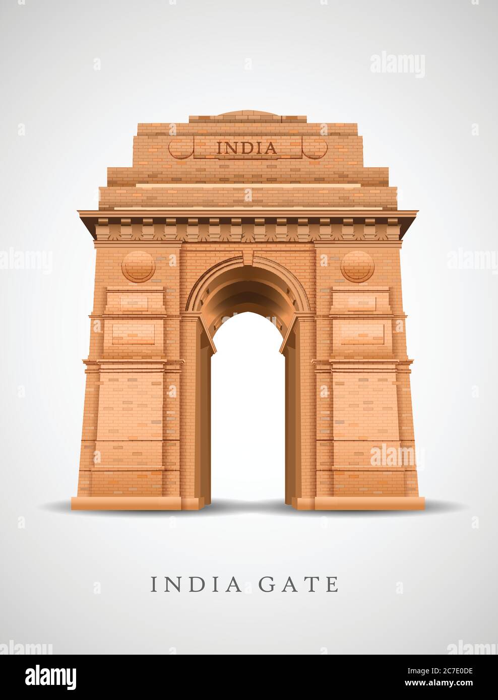 Indian Gate in Delhi isoliert auf weiß. War Memorial Design. vektor-Illustration Stock Vektor
