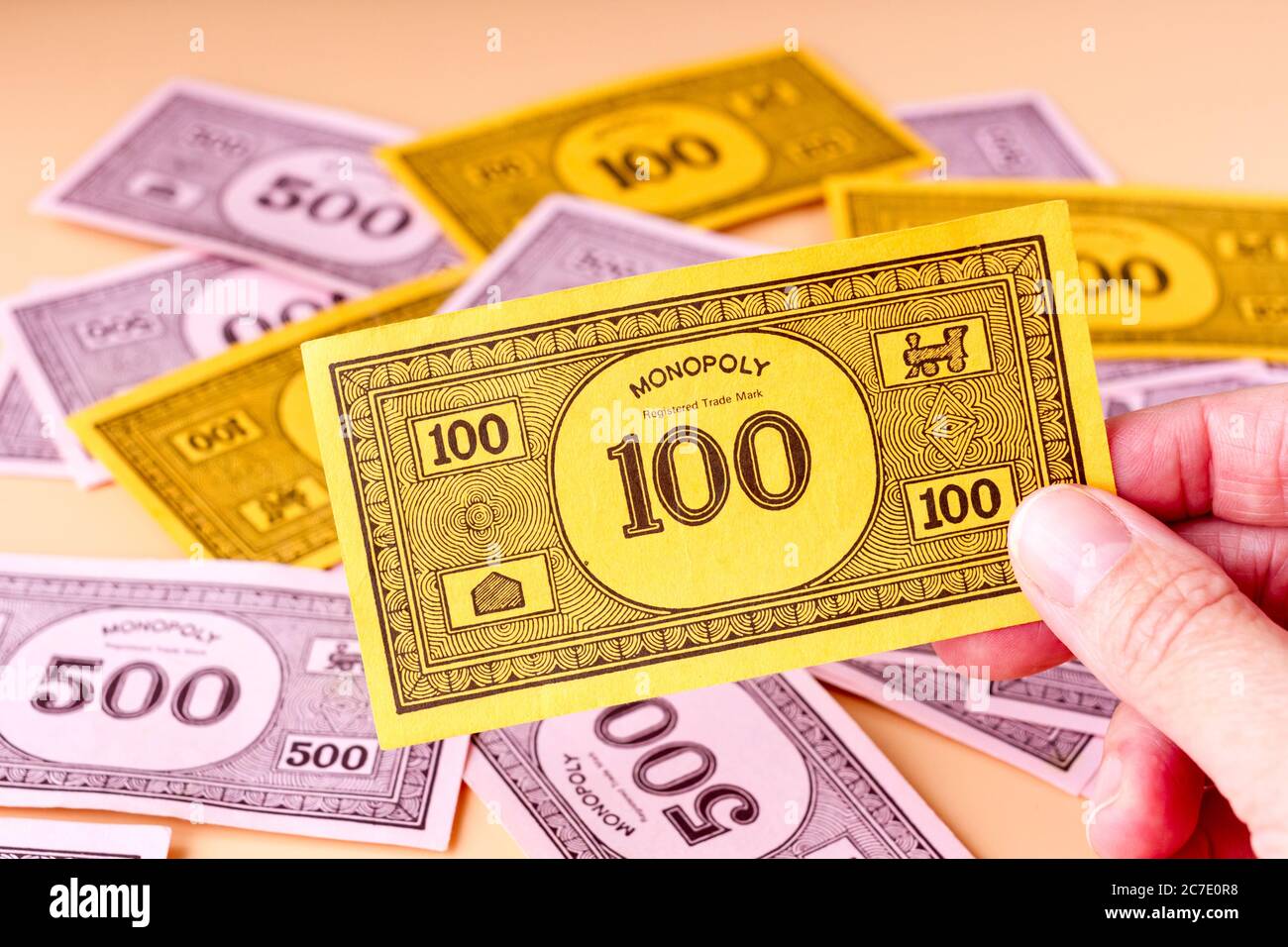 Mit Monopoly 100-Note Stockfoto