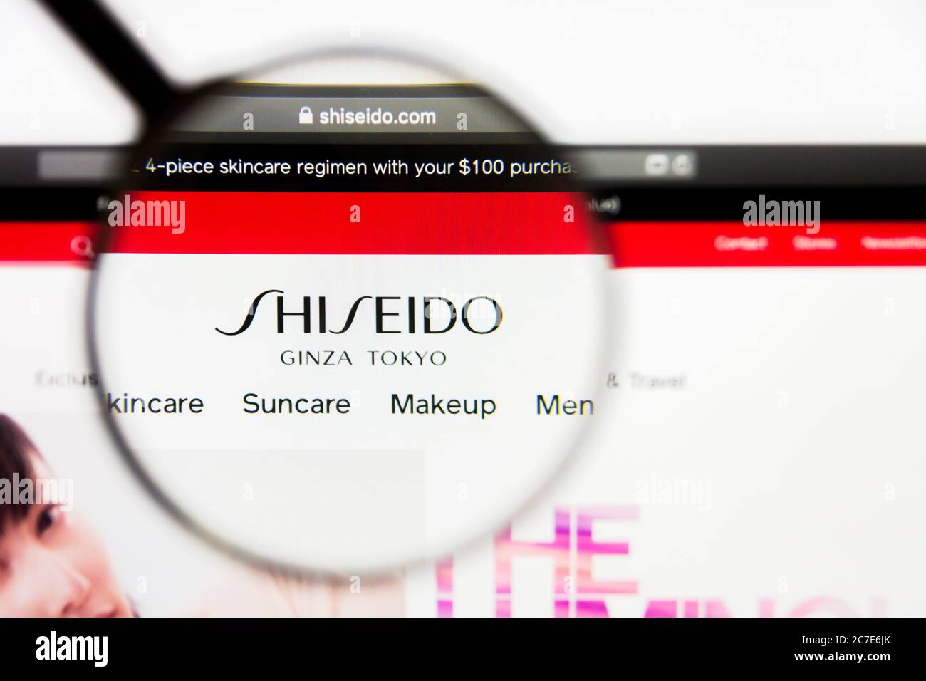 Los Angeles, California, USA - 13. März 2019: Illustrative Editorial, Shiseido Website Homepage. Shiseido-Logo auf dem Display sichtbar Stockfoto