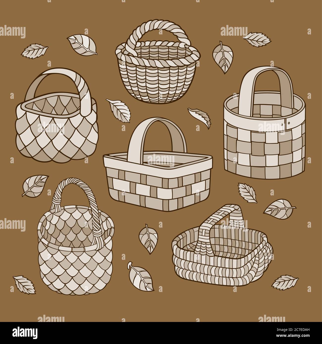 Set von Cartoon Vektor handgezeichneten Körbe Stock Vektor