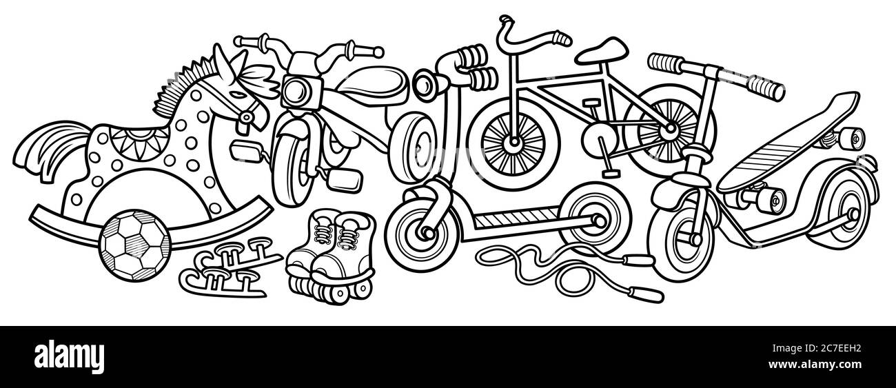 Cartoon Kritzeleien handgezeichnete Kinder Spielzeug Illustration. Stock Vektor