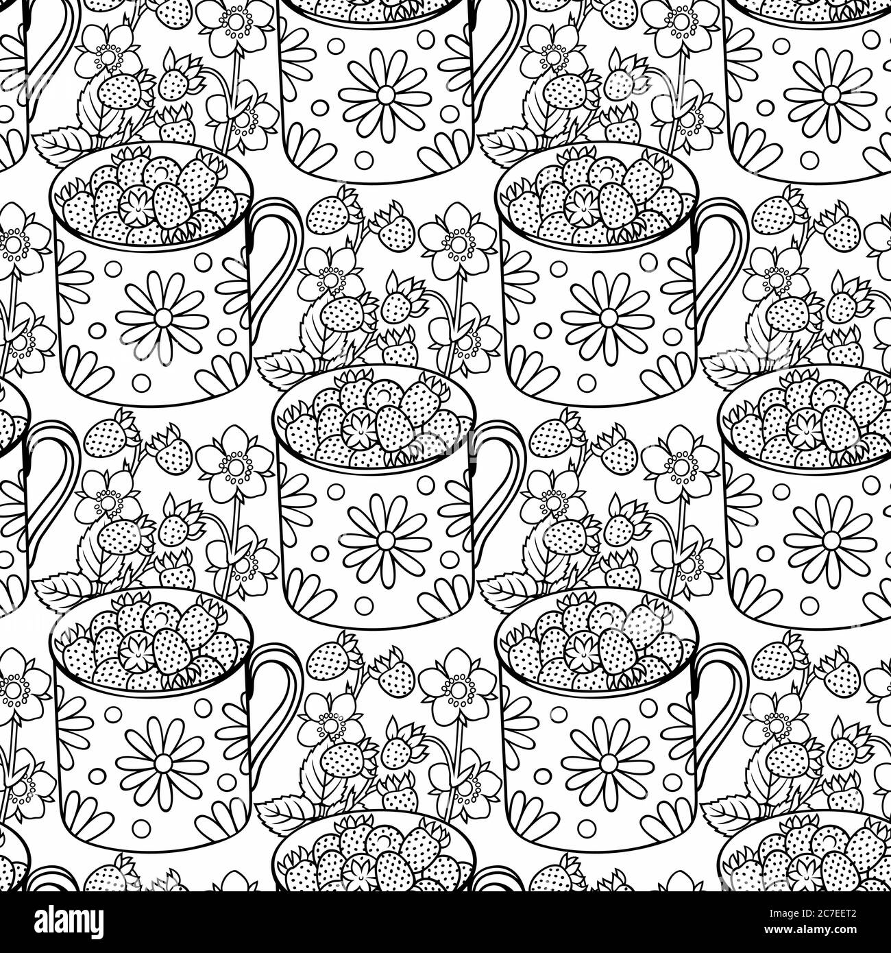 Erdbeeren Cartoon Hand gezeichnet nahtlose Muster Stock Vektor