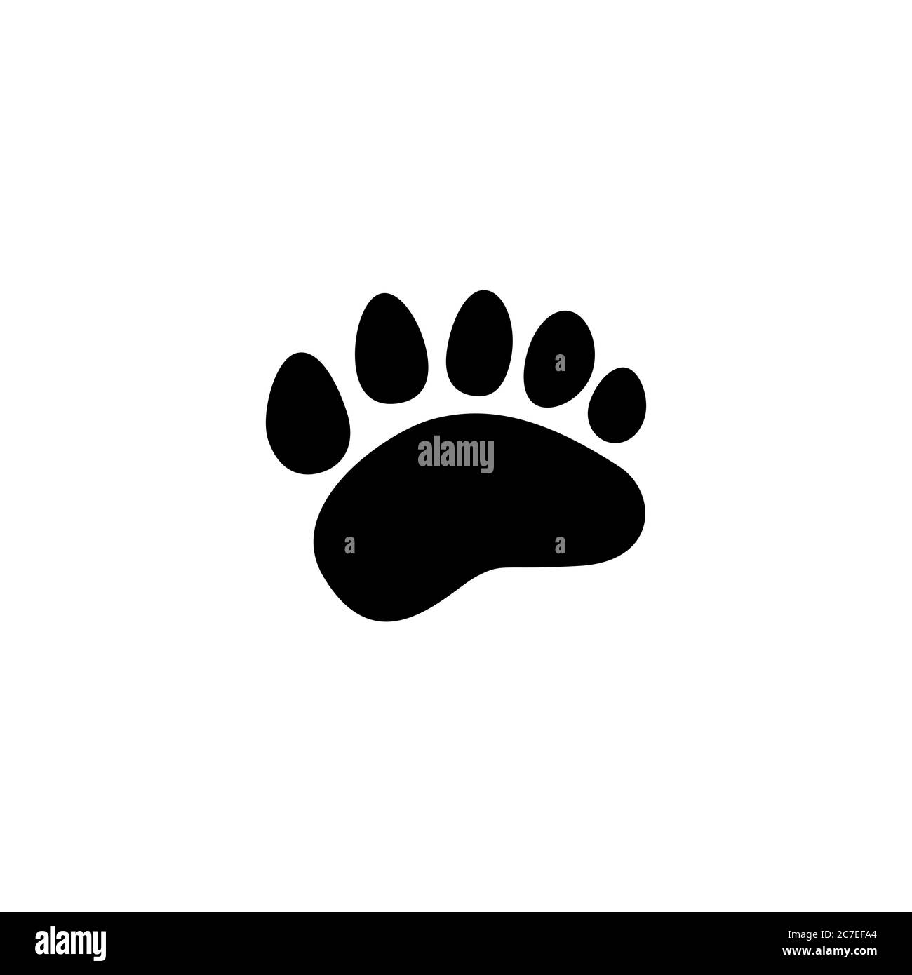 Schwarze Bär Spur Silhouette. Vektor-flache Abbildung. Eisbär Pfote Fußabdruck, Trittstufe isoliert auf weiß Stock Vektor