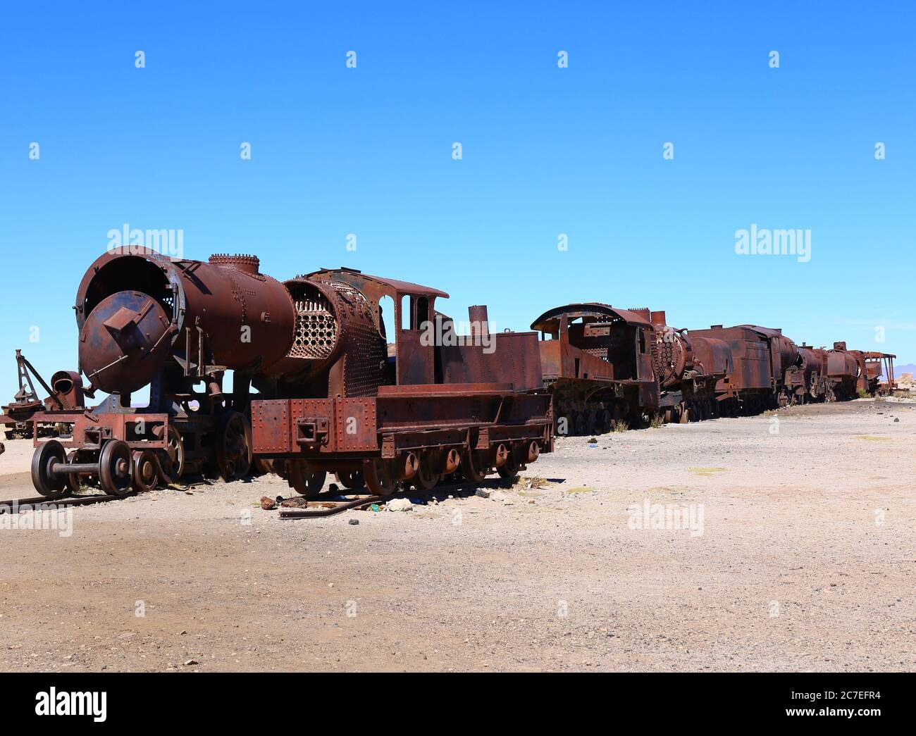 Friedhof der Züge in Salar de Uyuni Stockfoto