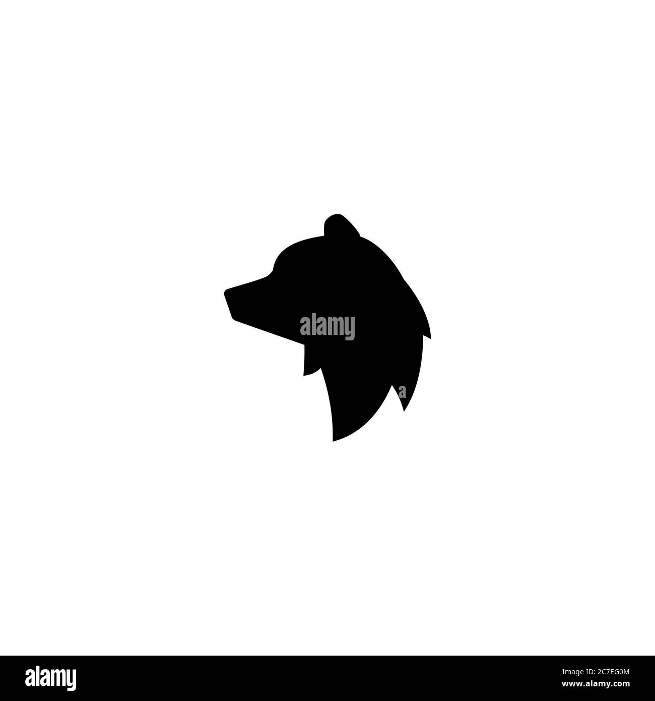 Schwarze Silhouette des Bärenkopfes. vektor flache Symbol isoliert auf weißem Hintergrund. grizzly Logo. Wild, Macht, Natur, Winter-Symbol. Stock Vektor