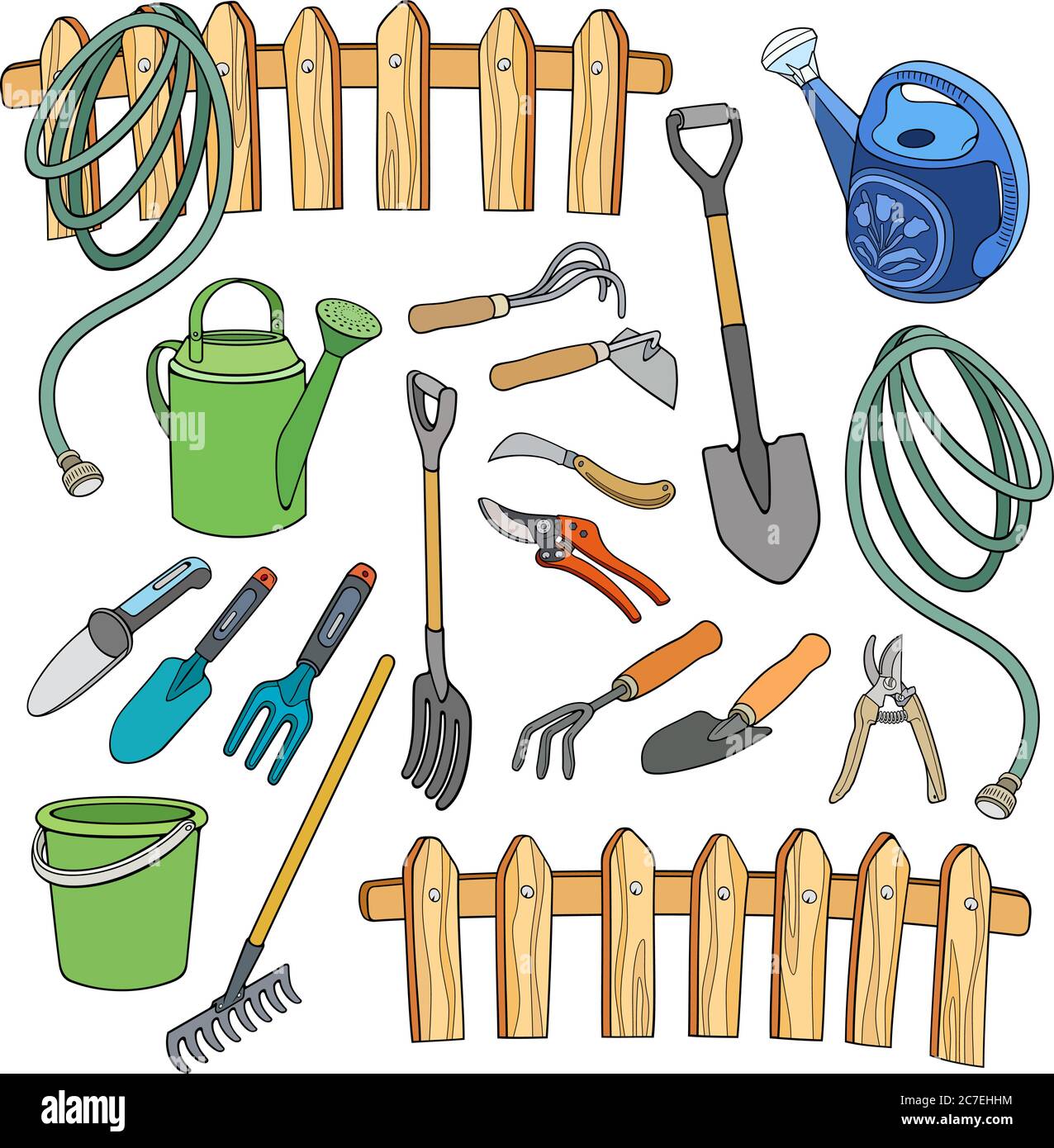 Set von Garten Cartoon handgezeichnete Elemente Stock Vektor