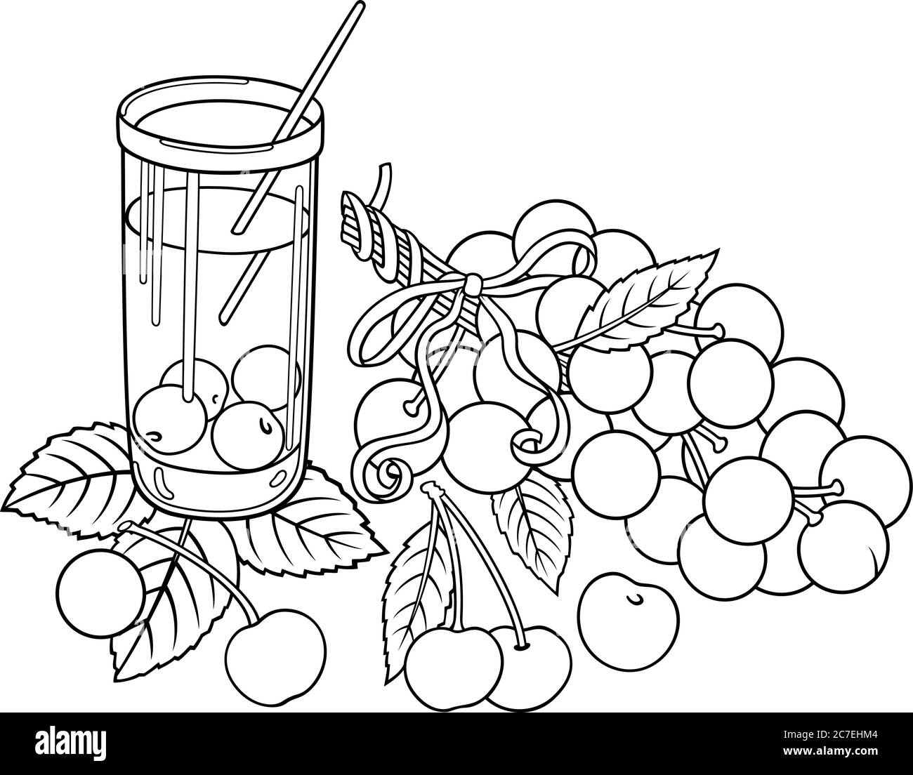 Saft, Beeren, Kirschen Handgemounzte Illustration Stock Vektor