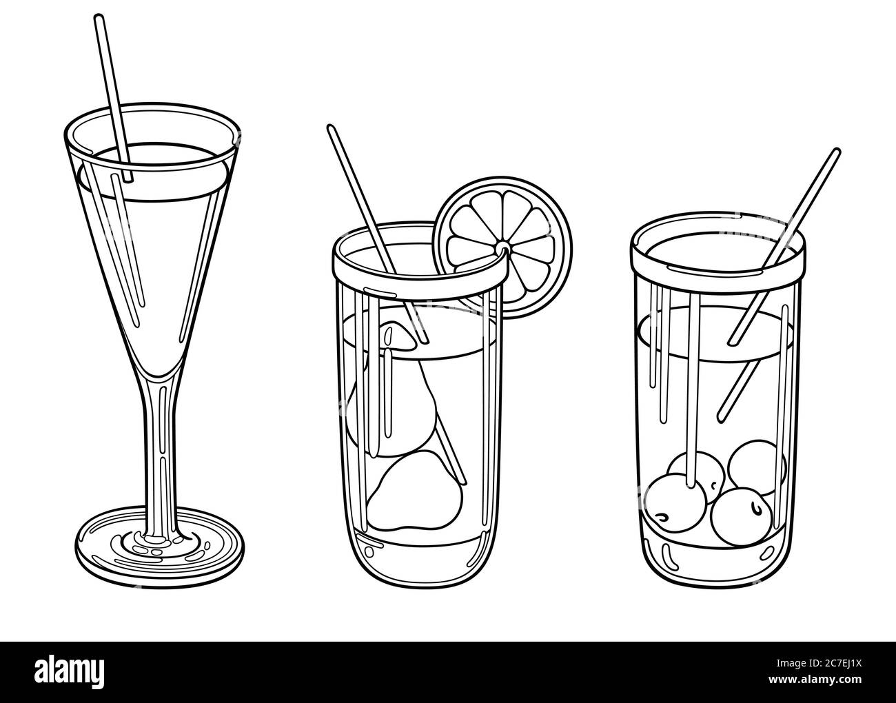 Obst Getränke Hand gezeichnete Kritzeleien Illustration Stock Vektor