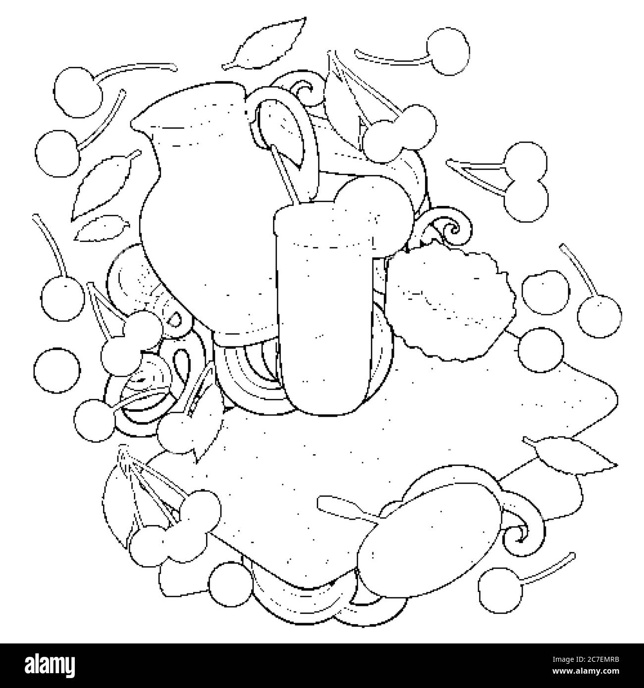 Süßigkeiten, Beeren, Früchte, Getränke Illustration Stock Vektor