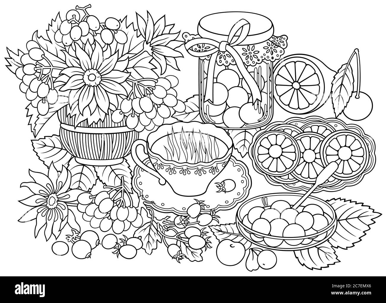Süßigkeiten, Beeren, Früchte, Getränke Illustration Stock Vektor