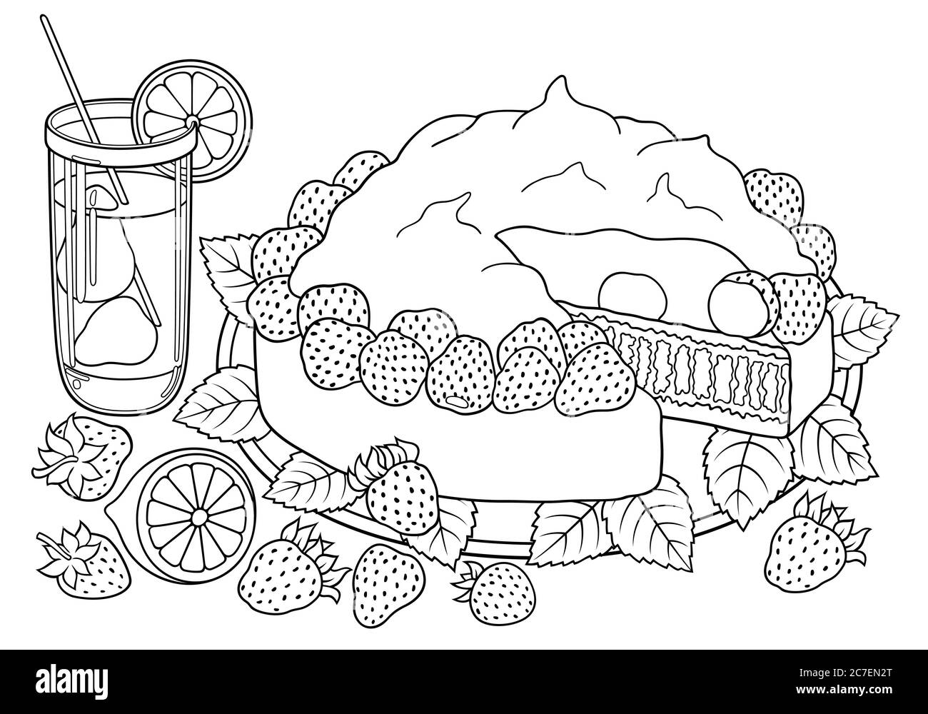 Süßigkeiten, Beeren, Früchte, Getränke Illustration Stock Vektor