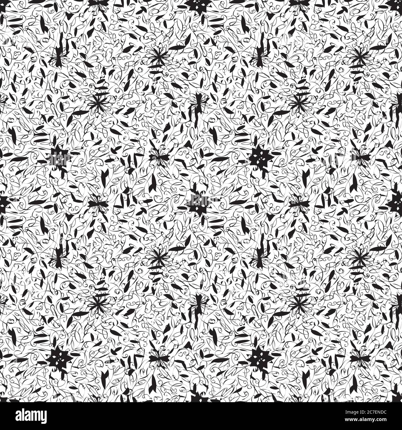 Schwarz-Weiß botanischen nahtlose Vektor-Muster Stock Vektor