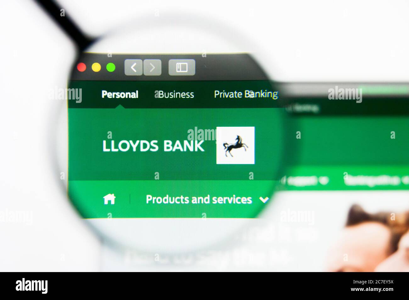 Los Angeles, Kalifornien, USA - 24. März 2019: Illustrative Editorial der Website der Lloyds Banking Group. Lloyds Banking Group Logo sichtbar auf Stockfoto