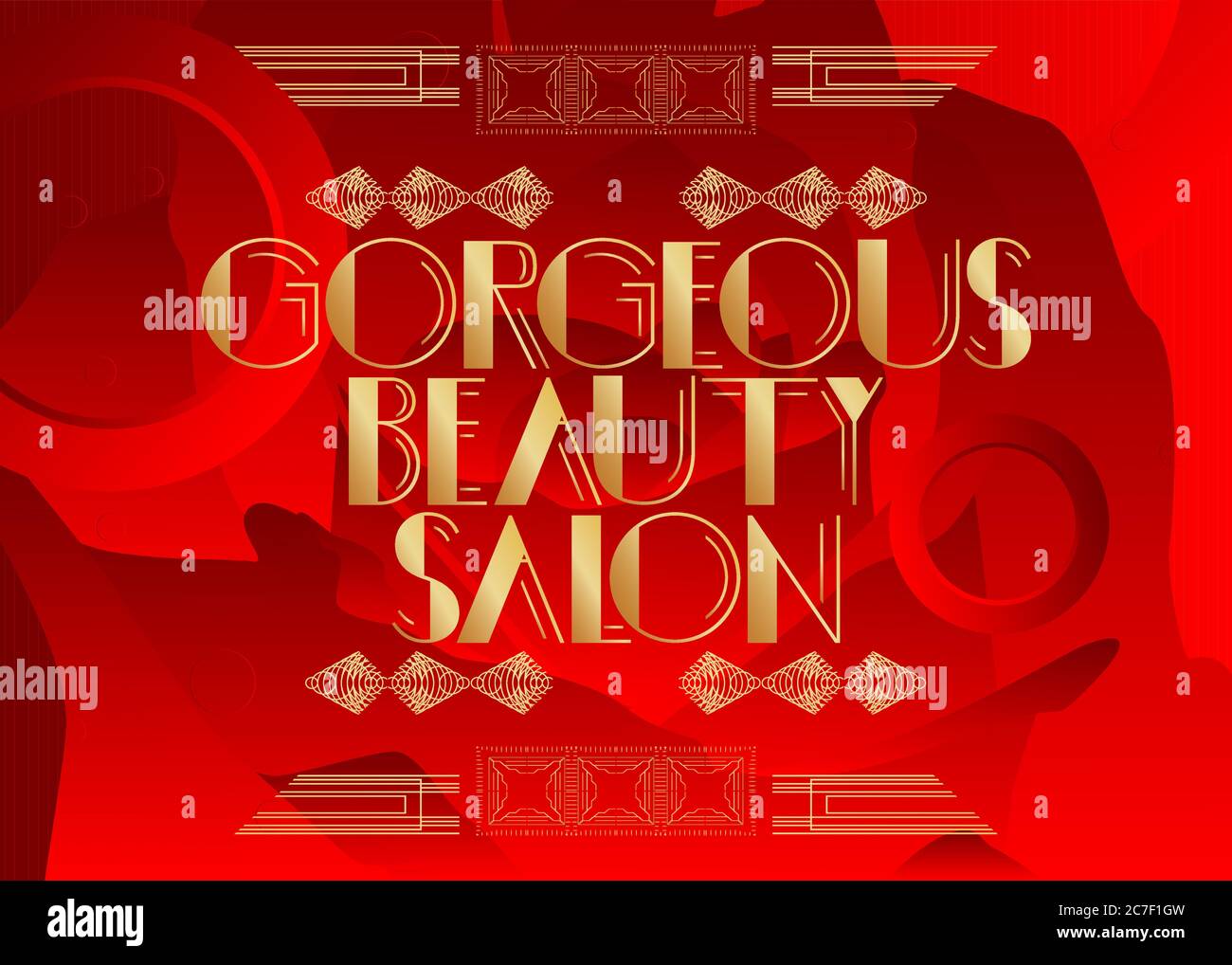 Art Deco wunderschöne Beauty Salon Text. Dekorative Grußkarte, Schild mit Vintage-Buchstaben. Stock Vektor