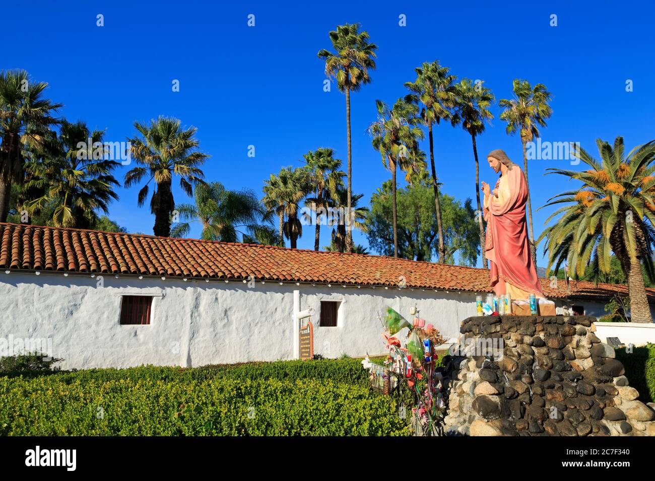 Der Friedhof, San Antonio de Pala Mission, Pala Indianerreservat, San Diego County, Kalifornien, USA Stockfoto
