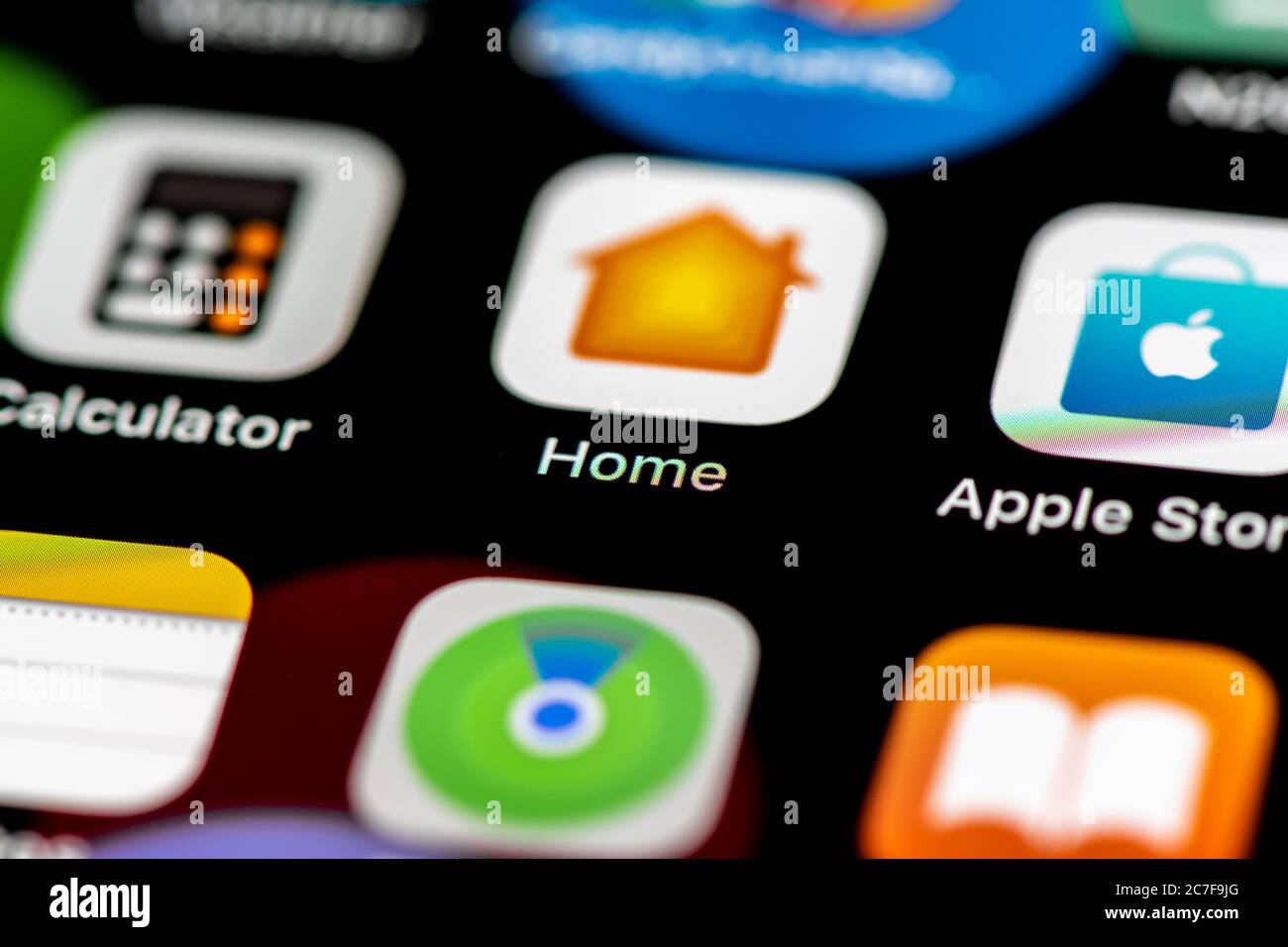 Apple Home, Smarthome, App-Symbole auf dem Display eines Mobiltelefons, iPhone, Smartphone, Nahaufnahme Stockfoto