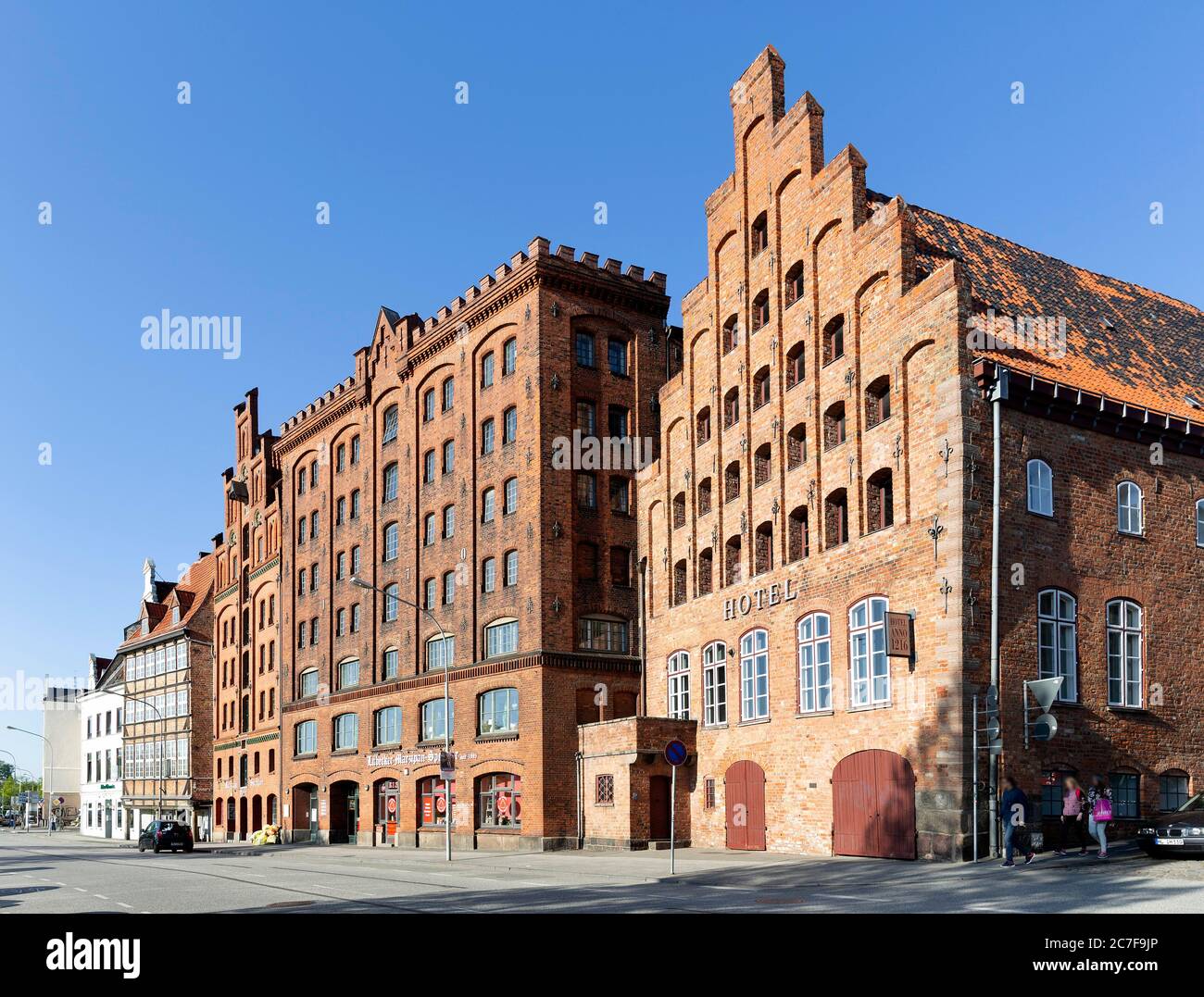 Büro- und Lagergebäude, an der Untertrave, Altstadt, Lübeck, Schleswig-Holstein, Deutschland Stockfoto