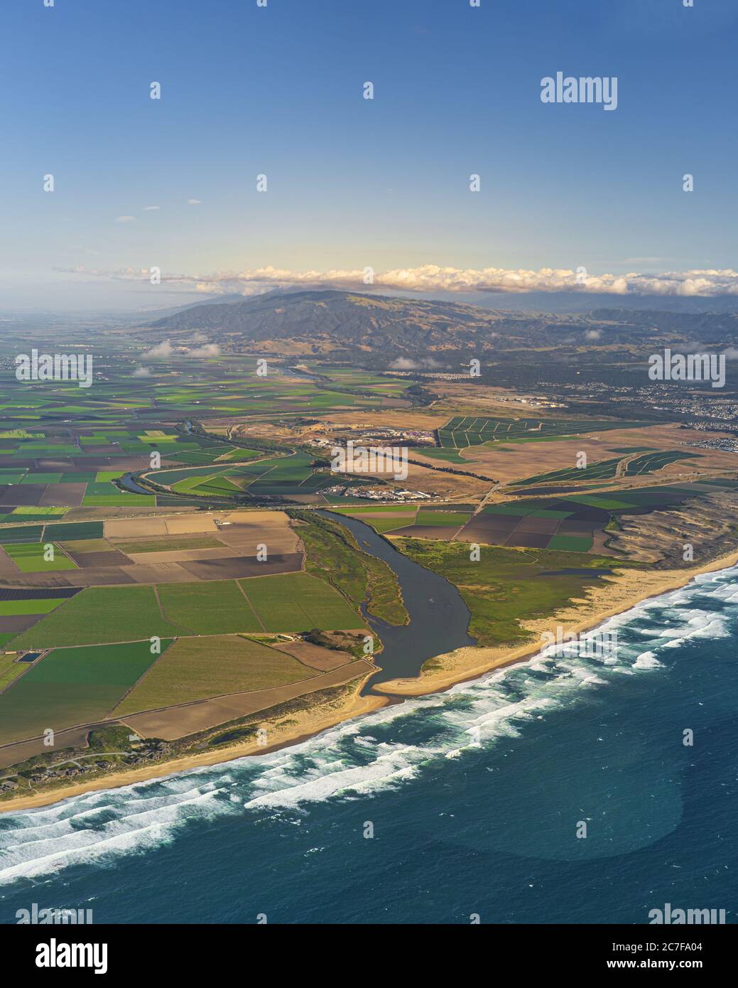 Vertikale Luftaufnahme von Salinas Valley in Kalifornien, USA Stockfoto