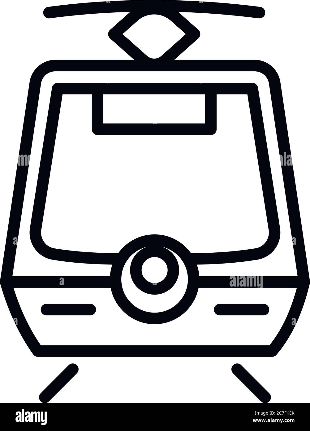 Symbol für Straßenbahn. Umriss Stadt Straßenbahn Auto Vektor-Symbol für Web-Design isoliert auf weißem Hintergrund Stock Vektor