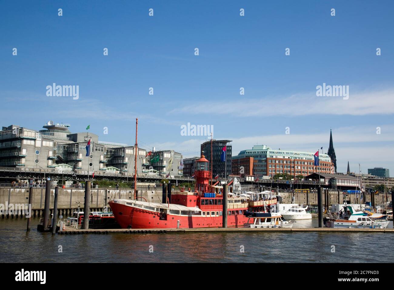 Deutschland, Hamburg, das Leuchtschiff auf der Elbe, Hafen, Baumwall, Hanseatic. Stockfoto