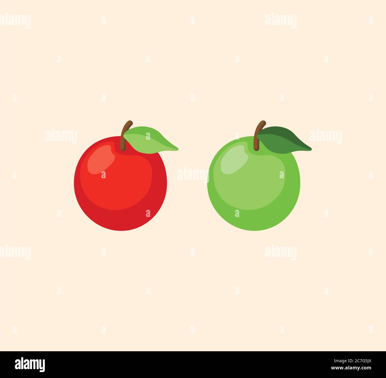Grüne und rote Apfel isoliert Illustration. Apple-Symbol eingestellt Stock Vektor