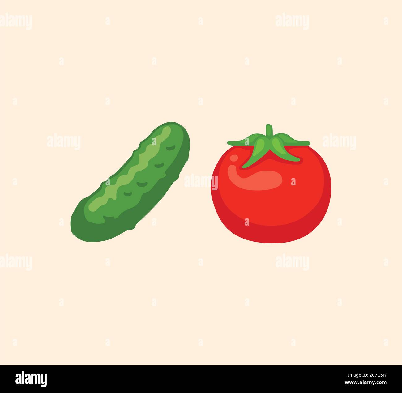 Tomate und Gurke Vektor isoliert Symbol Set Illustration. Symbol für Tomaten und Gurken Stock Vektor