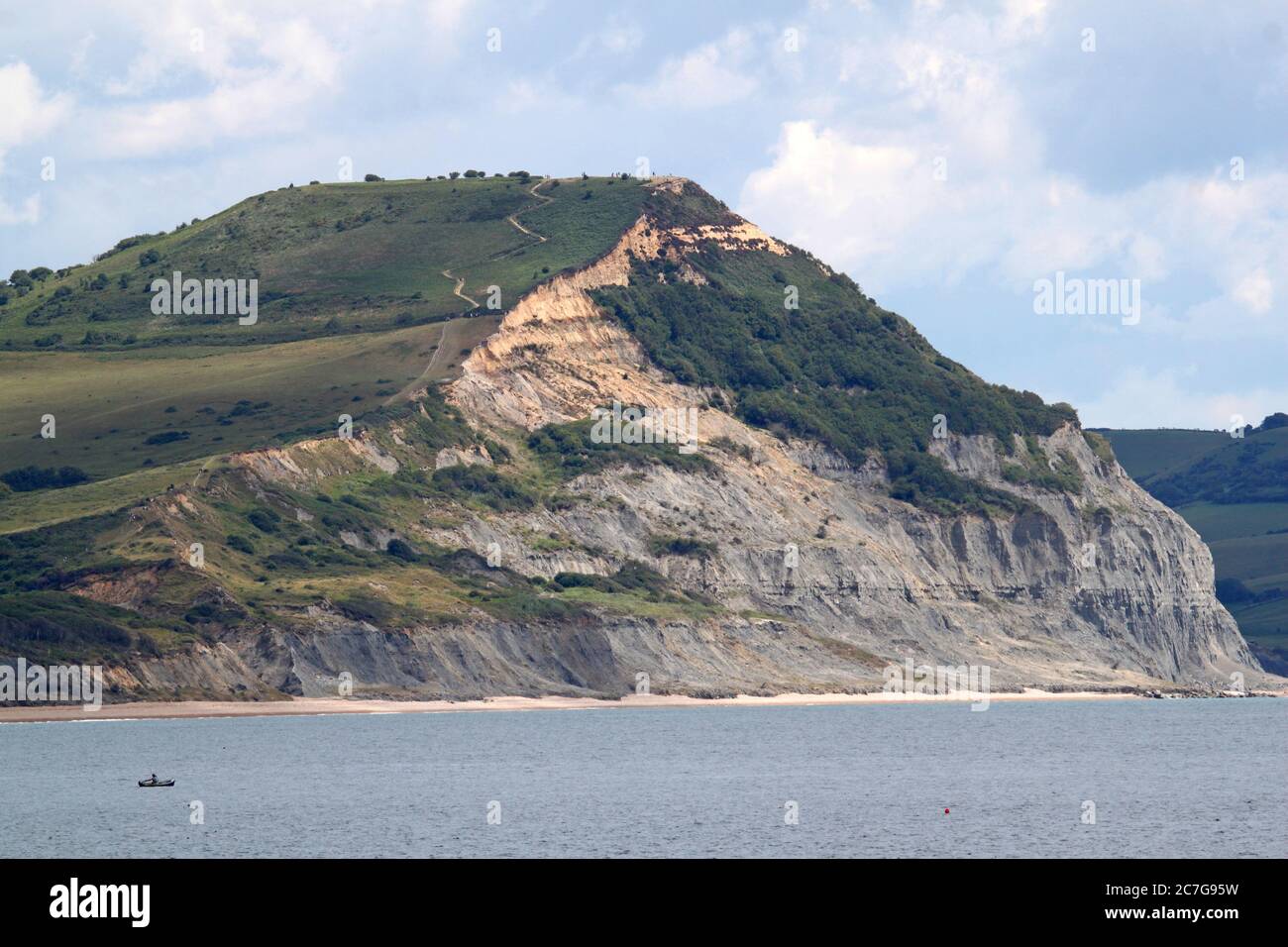 Golden Cap aus der Südwestküste Pfad in der Nähe von Devonshire Kopf bei Ware, Lyme Regis, Dorset, England, Großbritannien, Großbritannien, Großbritannien, Großbritannien, Europa Stockfoto